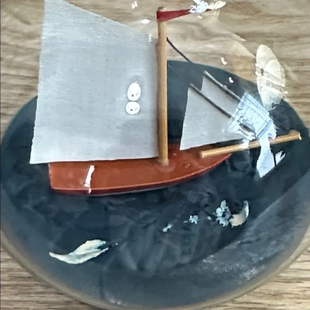 Crate‎ & Barrel Ship-In-A-Bottle Glass Christmas Ornament Nautical